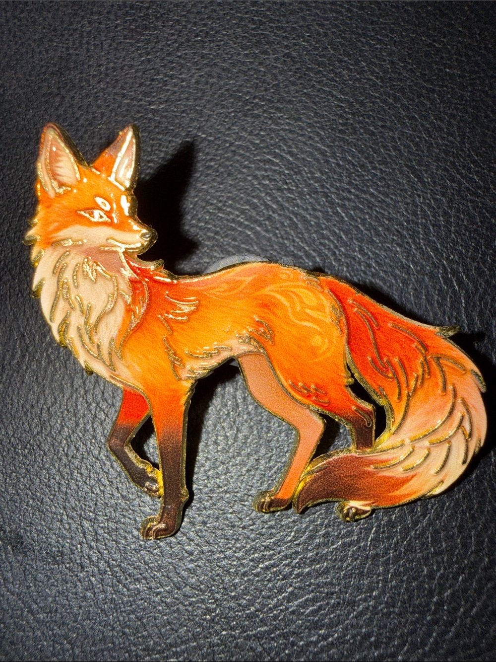 Orange Fox Enamel Brooch - Women's Jewelry Accent